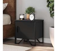 Eleganz Mesillas de noche 2 unidades, color negro, 40 x 30 x 40 cm, mesa auxiliar moderna de madera y metal, mesitas de noche estables y que ahorran espacio para dormitorio