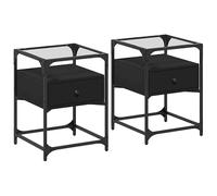 Eleganz Mesillas de noche 2 unidades, color negro, 40 x 40 x 55 cm, de material de madera, mesa auxiliar moderna para dormitorio y salón, ahorra espacio y es estable