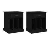 Eleganz Mesillas de noche 2 unidades, color negro, 43 x 36 x 50 cm, de material de madera, ahorra espacio y es duradero para dormitorios y habitaciones de invitados