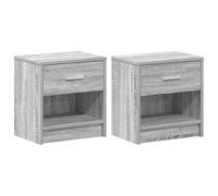Eleganz Mesillas de noche 2 unidades con cajón gris Sonoma 39 x 28 x 41 cm - Mesas auxiliares modernas para dormitorio, ahorro de espacio y elegante