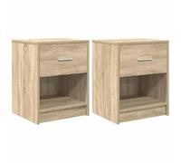 Eleganz Mesillas de noche 2 unidades con cajón - Mesillas de noche modernas de roble Sonoma 40 x 34 x 50 cm - Muebles de dormitorio que ahorran espacio con espacio de almacenamiento