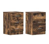 Eleganz Mesillas de noche 2 unidades roble ahumado 38 x 35 x 56 cm de material de madera - Mesas auxiliares modernas para dormitorio, duraderas y ahorran espacio