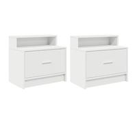 Eleganz Mesillas de noche con cajón 2 unidades - Mesas auxiliares blancas para dormitorio (51 x 31 x 47 cm) - Armarios de noche estables que ahorran espacio y con espacio de almacenamiento