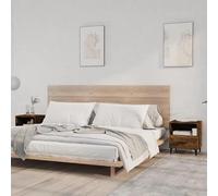 Eleganz Mesillas de noche de madera de roble ahumado y metal, mesas auxiliares modernas para dormitorio y sala de estar, postres estables y duraderos