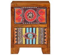 Eleganz Mesita de noche 2 piezas de madera maciza de acacia con acabado marrón miel - 35 x 35 x 45 cm - Cómoda de dormitorio para un ambiente elegante