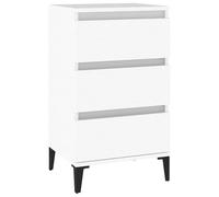 Eleganz Mesita de noche blanca de 40 x 35 x 70 cm de madera y metal, mesa auxiliar moderna para dormitorio, diseño estable con larga durabilidad, ahorra espacio y es fácil de limpiar