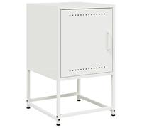 Eleganz Mesita de noche blanca de acero 36 x 39 x 60,5 cm - Mesa auxiliar moderna para dormitorio - Diseño estable y ahorra espacio - Almacenamiento perfecto para libros y más