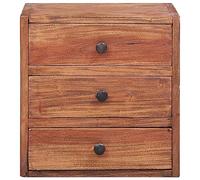 Eleganz Mesita de noche con 3 cajones de madera maciza reciclada, 35 x 25 x 35 cm, aspecto de madera envejecida, perfecta para espacios pequeños y viviendas sostenibles