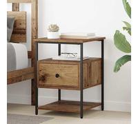 Eleganz Mesita de noche con cajones de madera recuperada - 40 x 42 x 56 cm - Material de madera - Elegante y práctico para dormitorio - Almacenamiento que ahorra espacio