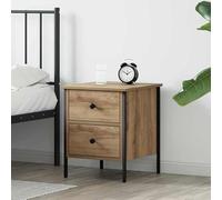 Eleganz Mesita de noche con cajones de roble y metal, fabricada a mano, 40 x 42 x 50 cm, elegante y estable para dormitorio, diseño de madera laminada con prácticos cajones