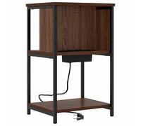 Eleganz Mesita de noche con estante roble marrón, 40 x 40 x 61 cm, material de madera, elegante mesa auxiliar para dormitorio, compacta y estable, solución que ahorra espacio con compartimento de