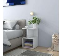 Eleganz Mesita de noche de color blanco brillante, 35 x 35 x 55 cm, de material de madera, moderna mesa auxiliar para dormitorios y habitaciones de invitados, cómoda estable y fácil de limpiar