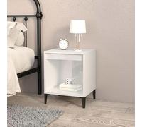 Eleganz Mesita de noche de color blanco brillante, 40 x 35 x 50 cm, moderna mesa auxiliar de madera y metal, elegante y estable para dormitorio, habitación de invitados, ahorra espacio y es duradera