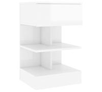 Eleganz Mesita de noche de color blanco brillante, 40 x 35 x 65 cm, de material de madera, cómoda para dormitorio con diseño moderno, ahorra espacio y es duradera