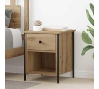 Eleganz Mesita de noche de madera de roble Artisan, 40 x 42 x 50 cm, muebles de dormitorio con diseño moderno, ahorra espacio y es duradero