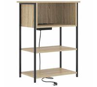 Eleganz Mesita de noche de madera de roble Sonoma, 55 x 31 x 76 cm, elegante y estable para dormitorio, ahorra espacio y es duradera