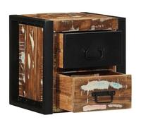 Eleganz Mesita de noche de madera maciza, 40 x 35 x 40 cm, madera recuperada, rústica para dormitorio y salón, rústica y elegante, duradera y respetuosa con el medio ambiente