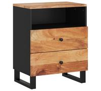 Eleganz Mesita de noche de madera maciza de acacia y madera, 50 x 33 x 62 cm, elegante y estable para dormitorio, ahorra espacio y es duradera