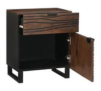 Eleganz Mesita de noche de madera maciza de nogal 50x33x60 cm - Aparador de dormitorio con calidad duradera y diseño natural para una decoración moderna