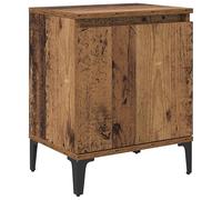 Eleganz Mesita de noche de madera maciza reciclada y metal, 40 x 30 x 50 cm, mesita de noche de madera rústica para dormitorio, duradera y sostenible