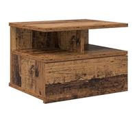 Eleganz Mesita de noche de madera natural, 40 x 31 x 27 cm, mesa de pared rústica para dormitorio y salón, ahorra espacio y es estable de material de madera