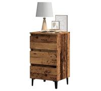 Eleganz Mesita de noche de madera y metal con aspecto de madera vieja, 40 x 35 x 69 cm, elegante y estable para dormitorios y habitaciones de invitados, ahorra espacio y es duradera