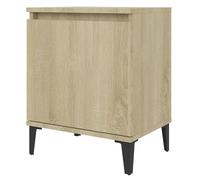 Eleganz Mesita de noche de madera y metal, roble Sonoma, 40 x 30 x 50 cm, mesa auxiliar moderna para dormitorio, patas de metal estables, ahorra espacio y es duradera