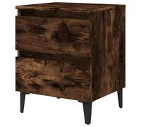 Eleganz Mesita de noche de roble ahumado y patas de metal, 40 x 35 x 50 cm, mesa auxiliar moderna para dormitorio, diseño de madera estable con patas de metal, ahorra espacio y es duradera