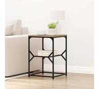 Eleganz Mesita de noche de roble Artisan, 41 x 40 x 60 cm, mesa auxiliar de madera de ingeniería y acero, duradera y elegante, para salón y dormitorio