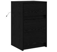 Eleganz Mesita de noche de roble negro, 38 x 34 x 61 cm, material de madera, mesa auxiliar moderna para dormitorio, ahorra espacio y es estable