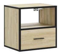 Eleganz Mesita de noche de roble Sonoma, 40 x 31 x 39,5 cm, montaje en pared para espacios pequeños, ahorra espacio y es estable, diseño moderno para dormitorio o salón