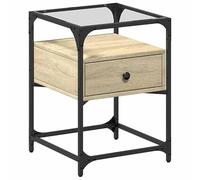 Eleganz Mesita de noche de roble Sonoma, 40 x 40 x 55 cm, moderna mesa auxiliar para dormitorio y salón, diseño de madera estable, ahorra espacio y es duradera