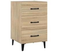 Eleganz Mesita de noche de roble Sonoma y metal, 40 x 40 x 66 cm, moderna mesa auxiliar para dormitorio, diseño de madera estable, ahorra espacio y es duradera