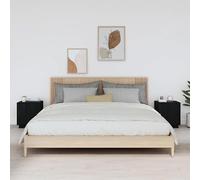 Eleganz Mesitas de noche 2 piezas, color negro de madera maciza de pino y piel sintética, 40 x 34 x 45 cm, duraderas y elegantes para dormitorios y habitaciones de invitados