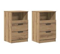 Eleganz Mesitas de noche 2 unidades de roble Artisan, 40 x 36 x 65 cm, hecha de madera, moderna mesita de noche para dormitorio, ahorra espacio y es duradera