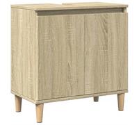 Eleganz Mueble bajo lavabo roble Sonoma, 58 x 33 x 60 cm, de madera y madera maciza de eucalipto, juego de muebles de baño para lavabo, duradero y elegante