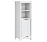 Eleganz Mueble de baño de madera maciza de pino y metal, juego de muebles de baño, color blanco, 40 x 34 x 110 cm, solución de almacenamiento para toallas y artículos de tocador, duradero y elegante