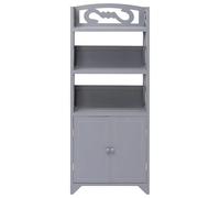 Eleganz Mueble de baño gris 46 x 24 x 116 cm de madera de paulownia, diseño delgado para baños pequeños, duradero y respetuoso con el medio ambiente, solución de almacenamiento para el orden en el