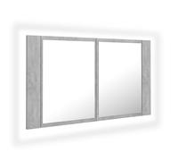 Eleganz Mueble de baño gris hormigón 80 x 12 x 45 cm | moderno juego de muebles de baño de madera y acrílico | armario con espejo con iluminación para un baño elegante | ahorra espacio y es duradero