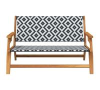 Eleganz Muebles de jardín de madera maciza de acacia, 122 x 78 x 73 cm, muebles de jardín duraderos en blanco y negro para terraza y jardín, diseño elegante y resistente a la intemperie