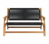 Eleganz Muebles de jardín de madera maciza de acacia, muebles de jardín, color negro, 122 x 78 x 73 cm, duradero y resistente a la intemperie para terraza y jardín, diseño moderno para comodidad al