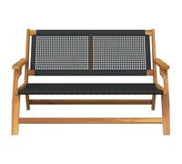 Eleganz Muebles de jardín de madera maciza de acacia, muebles de jardín, color negro, 122 x 78 x 73 cm, duradero y resistente a la intemperie, para terraza y jardín