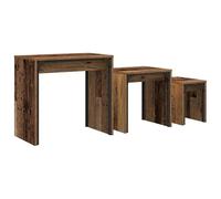 Eleganz Nesting Mesa de centro de 3 piezas de madera recuperada 60 x 35 x 56 cm - Mesas auxiliares que ahorran espacio para salón, comedor o terraza - apilable y estable de material de madera