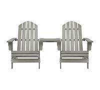 Eleganz Silla de jardín Adirondack con mesa de madera de abeto maciza, muebles de jardín gris para patio y jardín, duraderas y resistentes a la intemperie