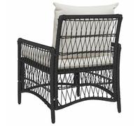 Eleganz Silla de jardín con cojín, color negro, de polirratán, 73 x 61 x 77 cm, resistente a la intemperie y cómoda para terraza, balcón o jardín