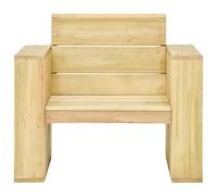 Eleganz Silla de jardín de madera de pino impregnada con cojín de color crema, duradera y resistente a la intemperie, para patio y jardín, cómoda