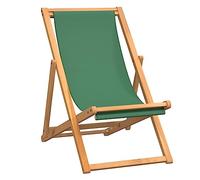 Eleganz Silla de playa plegable de madera de teca finamente pulida con acabado a base de agua y tela verde. Perfecta para jardín, patio y playa. Duradero y elegante