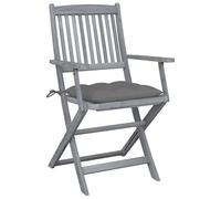 Eleganz Sillas de jardín plegables de 2 unidades, de madera maciza de acacia con cojín, duraderas y cómodas para terraza, balcón o jardín, prácticas sillas plegables para relajarse al aire libre