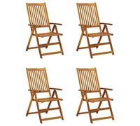 Eleganz Sillas de madera maciza de acacia con respaldo alto, 4 unidades, con cojines para terraza y balcón, perfectas para relajarse al aire libre