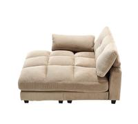 Eleganz Sillón de pana de pana - Acolchado de rayas con relleno de espuma, función plegable para reposacabezas y prácticos bolsillos laterales - ideal para salón y dormitorio (caqui)